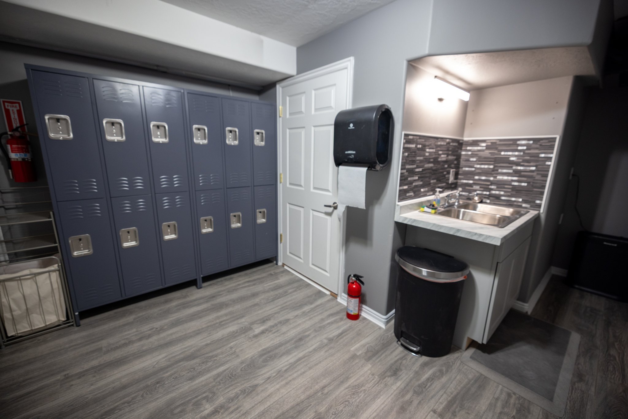 Secure lockers in the practitioner break room at CGW Studios.